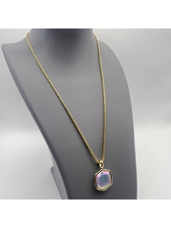 Kendra Scott Jewelry - Kendra Scott Gold Iridescent Hexagon Pendant Necklace 28" Adjustable Chain